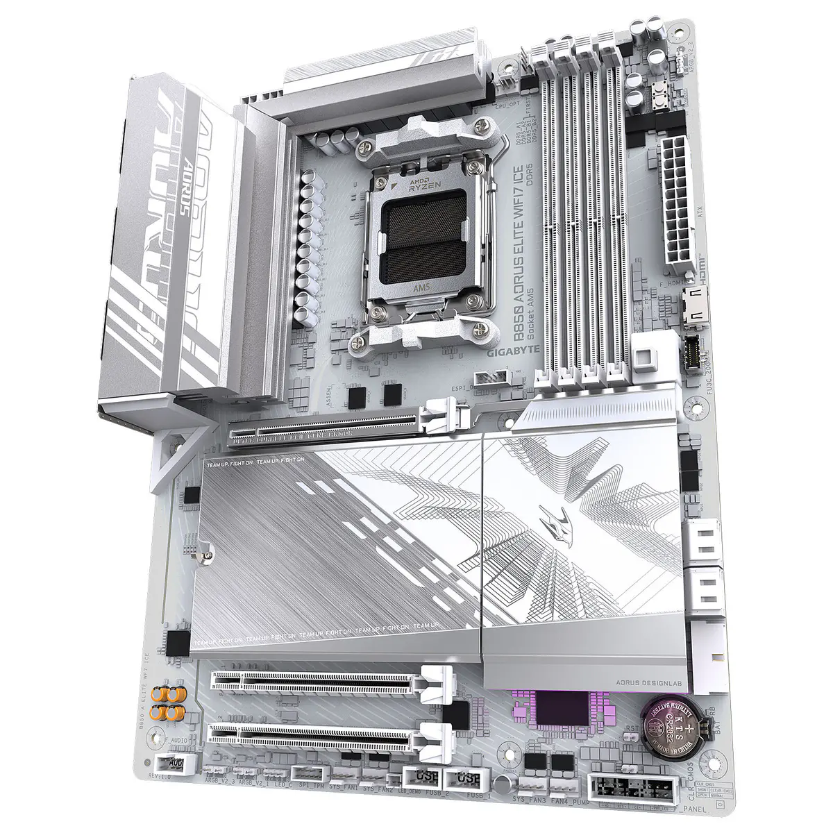 GIGABYTE B850 AORUS ELITE WIFI7 ICE – CARTE MÈRE ATX – SOCKET AM5 – 4 x DDR5 – 1 x PCIe 5.0 X16 – 3 x M.2 NVMe – WIFI 7 – BLUETOOTH 5.4 – LAN 2.5GBE – USB 3.2 – WHITE