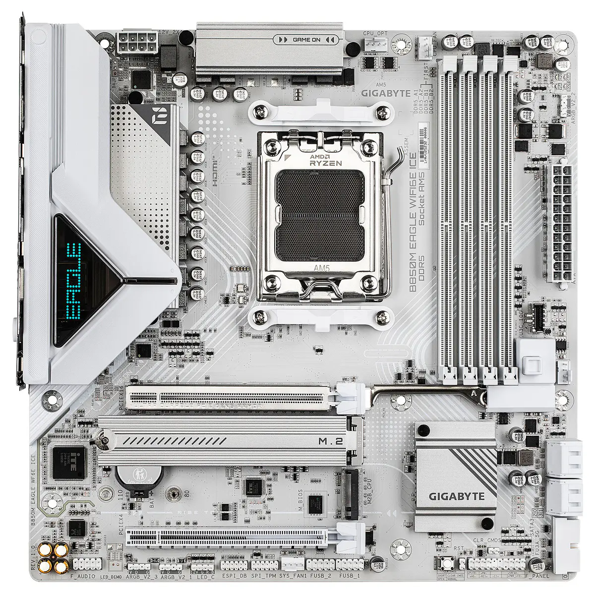 GIGABYTE B850M EAGLE WIFI6E ICE – CARTE MÈRE MICRO ATX – SOCKET AM5 – 4 x DDR5 – 1 x PCIe 5.0 X16 – 2 x M.2 NVMe – WIFI 6E – BT 5.3 – LAN 2.5GBE – WHITE