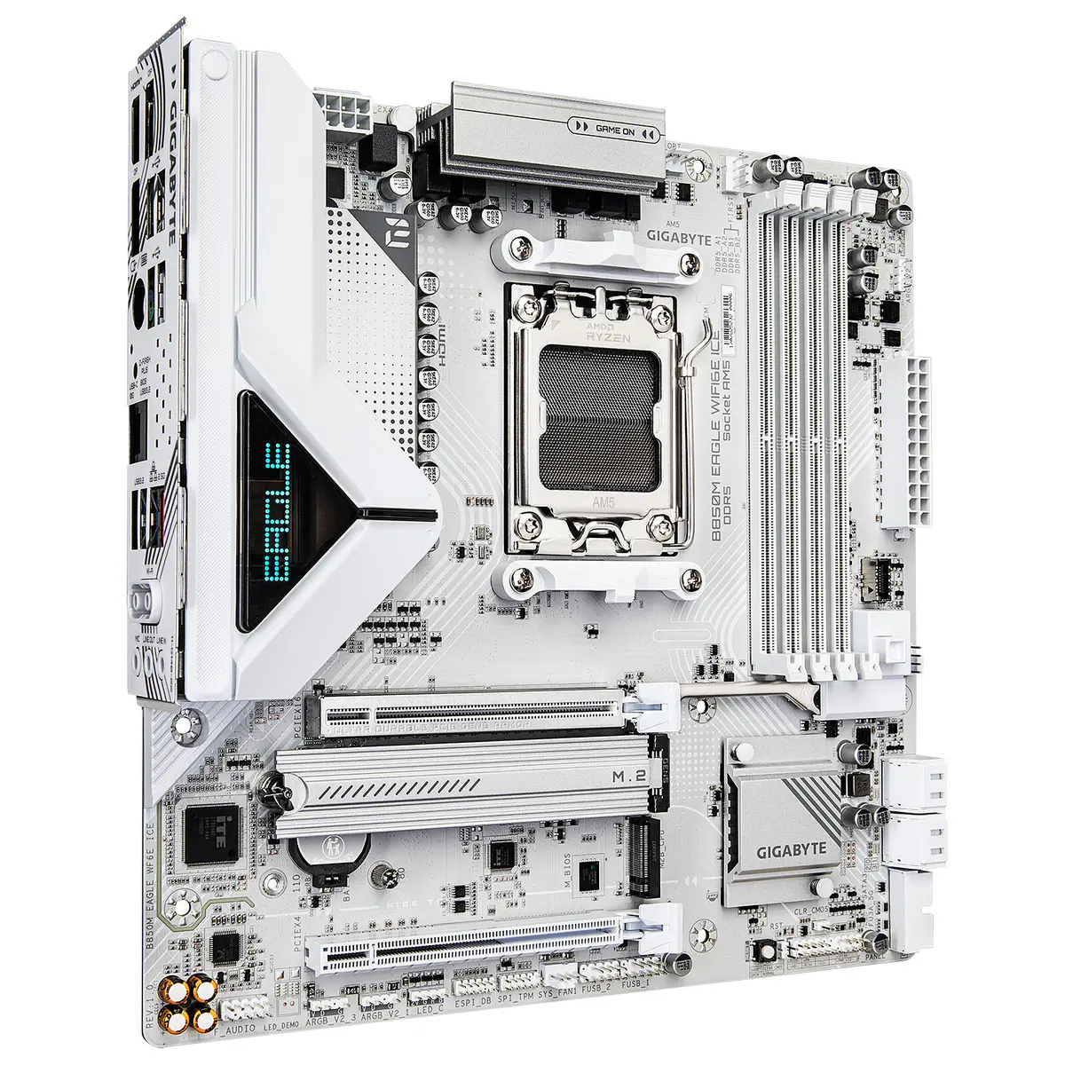 GIGABYTE B850M EAGLE WIFI6E ICE – CARTE MÈRE MICRO ATX – SOCKET AM5 – 4 x DDR5 – 1 x PCIe 5.0 X16 – 2 x M.2 NVMe – WIFI 6E – BT 5.3 – LAN 2.5GBE – WHITE