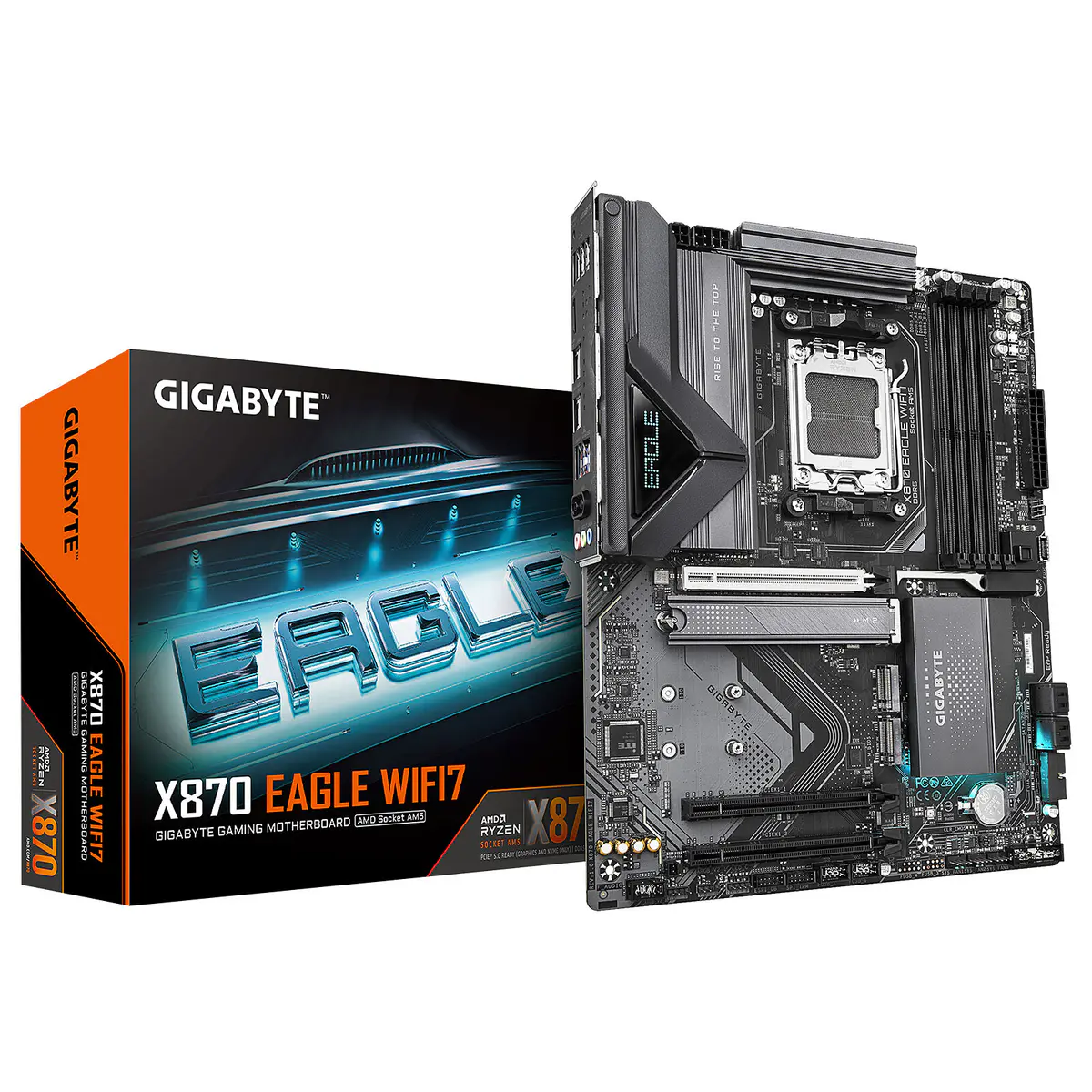 GIGABYTE X870 EAGLE WIFI7 – CARTE MÈRE ATX – SOCKET AM5 – 4 x DDR5 – 1 x PCIe 5.0 X16 – 3 x M.2 NVMe – WIFI 7 – BT 5.4 – LAN 2.5GBE – BLACK
