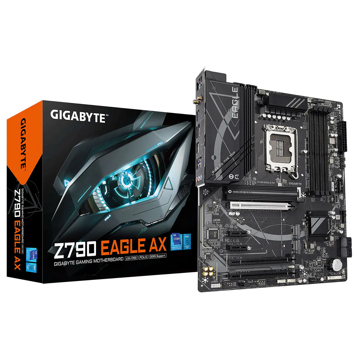 GIGABYTE Z790 EAGLE AX – CARTE MÈRE ATX – SOCKET LGA 1700 – 4 x DDR5 – 1 x PCIe 5.0 X16 – 3 x M.2 PCIe 4.0 NVMe – WIFI 6E – BT 5.3 – LAN 2.5GBE – BLACK