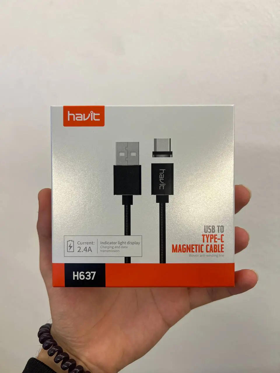 HAVIT H637 – CÂBLE MAGNÉTIQUE TYPE-C – CHARGE RAPIDE – TRANSFERT DE DONNÉES – CONNECTEUR AIMANTÉ – DURABLE – BLACK