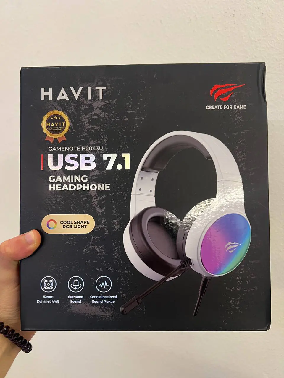 HAVIT H2043U – CASQUE GAMING FILAIRE USB 7.1 – HAUT-PARLEURS 50MM – SON SURROUND – MICROPHONE FLEXIBLE – RGB – BLACK