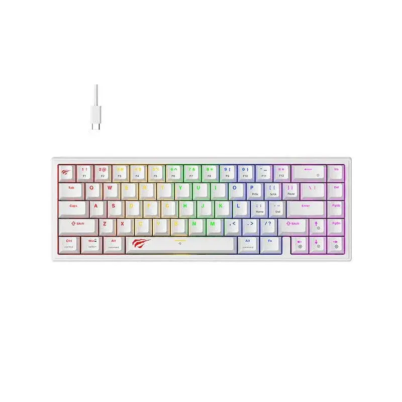 HAVIT KB874L WHITE – CLAVIER MÉCANIQUE GAMING – RGB BACKLIT – SWITCHES RED – 67 TOUCHES – COMPACT – WHITE