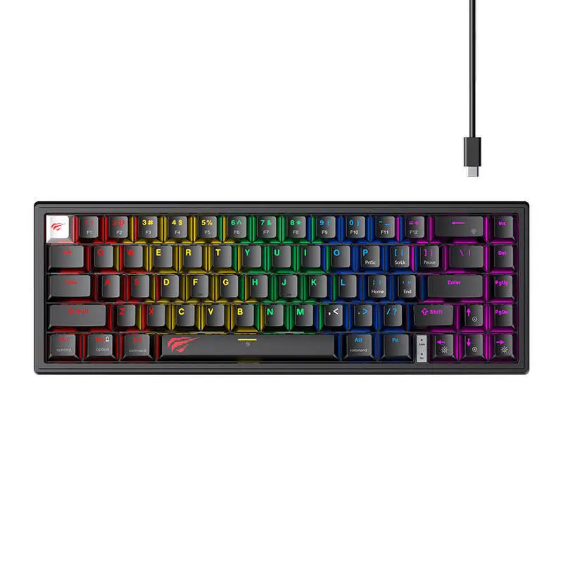 HAVIT KB874L – CLAVIER MÉCANIQUE GAMING – RGB BACKLIT – SWITCHES RED – 67 TOUCHES – COMPACT – BLACK