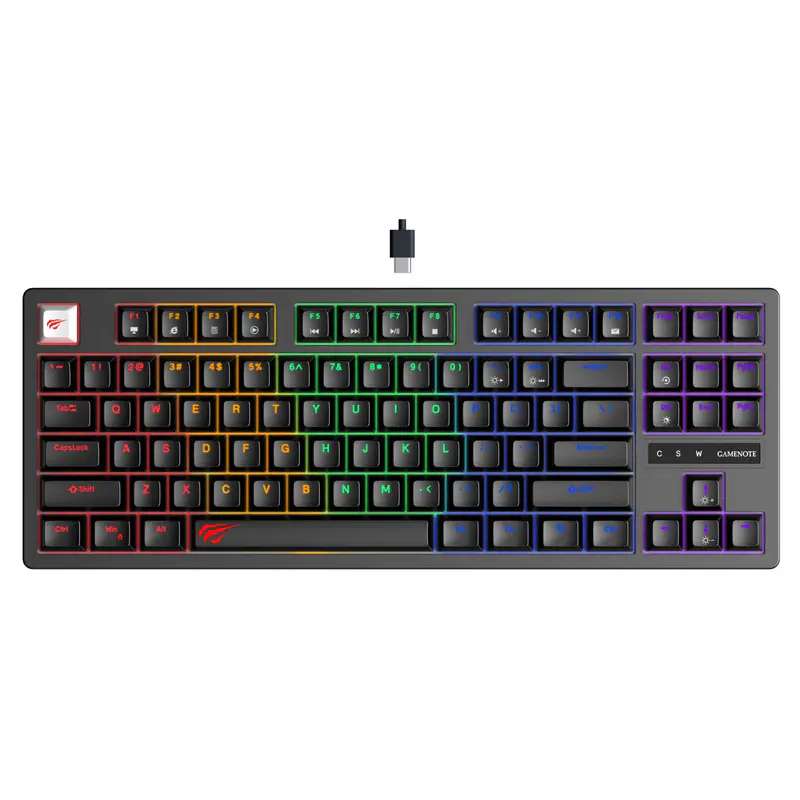 HAVIT KB892L – CLAVIER MÉCANIQUE GAMING – RGB BACKLIT – SWITCHES BLUE – 87 TOUCHES – ANTI-GHOSTING – DESIGN GAMING – BLACK