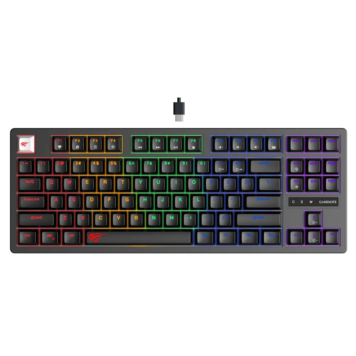 HAVIT KB892L – CLAVIER MÉCANIQUE GAMING – RGB BACKLIT – SWITCHES BLUE – 87 TOUCHES – ANTI-GHOSTING – DESIGN GAMING – BLACK