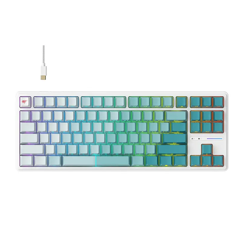HAVIT KB901L – CLAVIER MÉCANIQUE GAMING – RGB BACKLIT – SWITCHES RED – 88 TOUCHES – ANTI-GHOSTING – DESIGN GAMING – BLACK