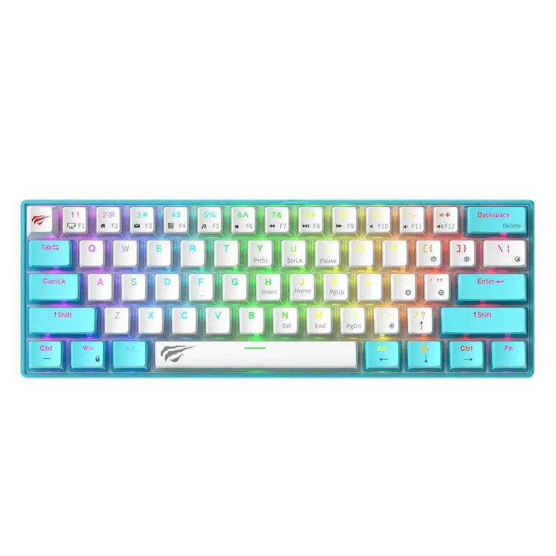 HAVIT KB903L BLUE – CLAVIER MÉCANIQUE GAMING – RGB BACKLIT – SWITCHES RED / WHITE – 61 TOUCHES – ULTRA COMPACT – BLUE