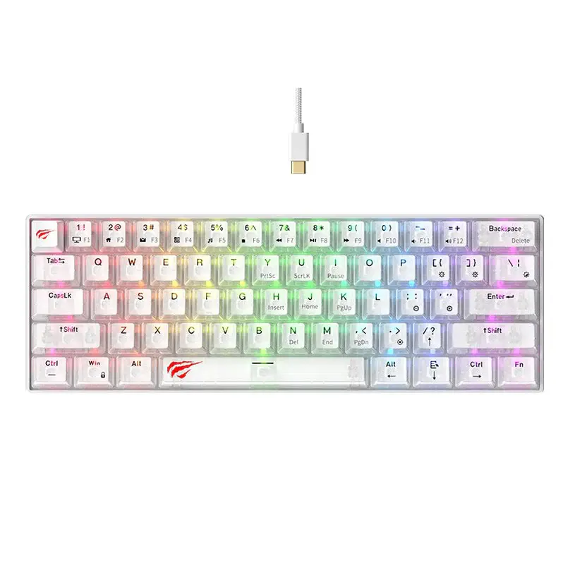 HAVIT KB903L WHITE – CLAVIER MÉCANIQUE GAMING – RGB BACKLIT – SWITCHES RED / WHITE – 61 TOUCHES – ULTRA COMPACT – WHITE