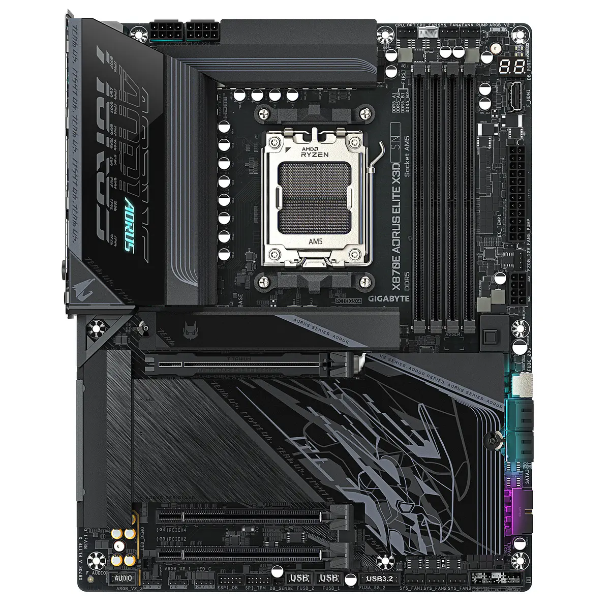 GIGABYTE X870E AORUS ELITE WIFI7 – CARTE MÈRE ATX – SOCKET AM5 – 4 x DDR5 – 1 x PCIe 5.0 X16 – 4 x M.2 NVMe – WIFI 7 – BT 5.4 – LAN 2.5GBE – BLACK