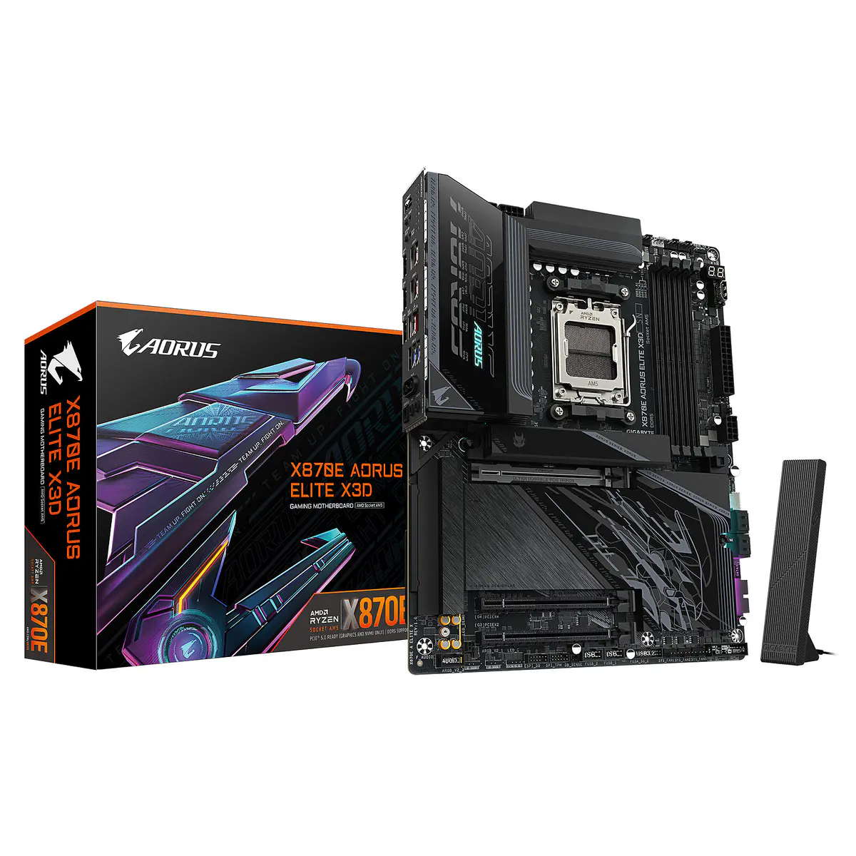 GIGABYTE X870E AORUS ELITE X3D – CARTE MÈRE ATX – SOCKET AM5 – 4 x DDR5 – 1 x PCIe 5.0 X16 – 4 x M.2 NVMe – WIFI 7 – BT 5.4 – LAN 5GBE – BLACK