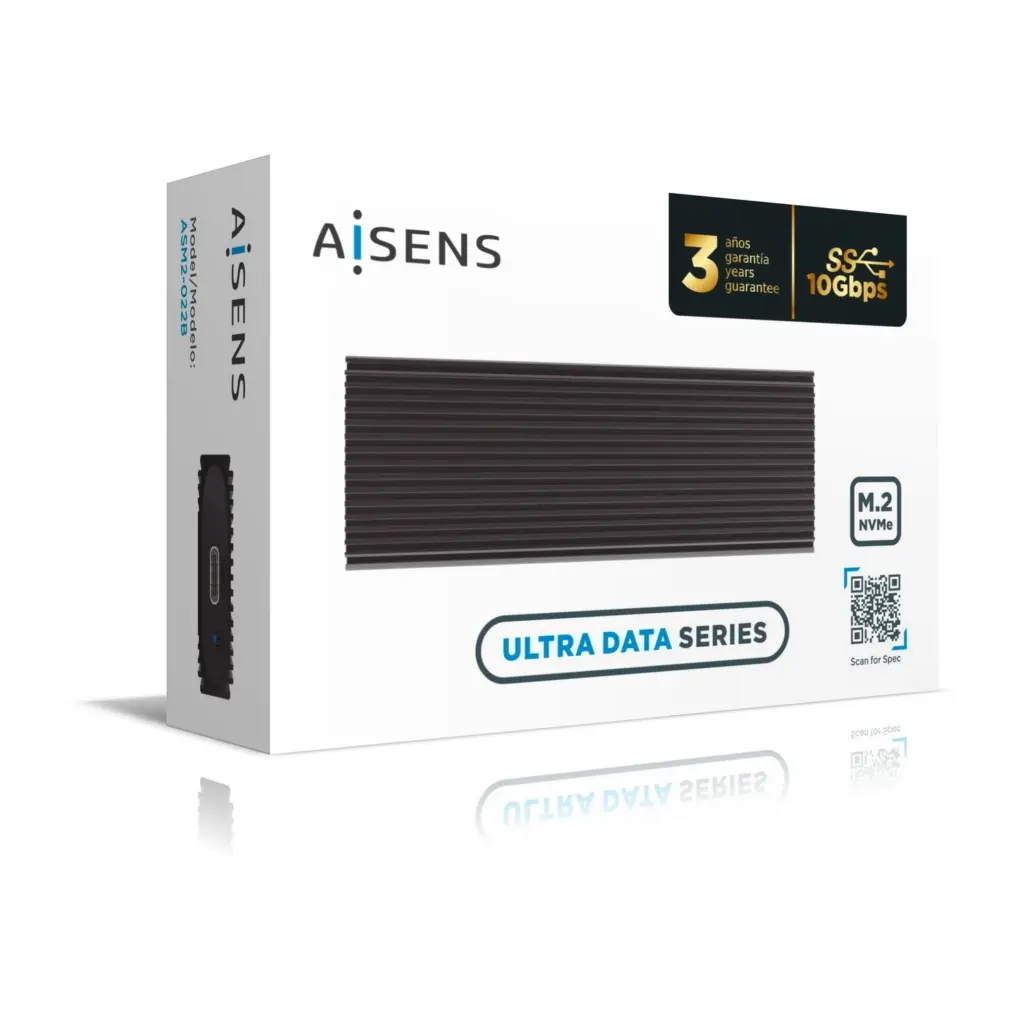AISENS ULTRA DATA ASM2-022B – BOÎTIER EXTERNE M.2 NVME – RACK USB 3.2 GEN2 – USSB-C 10GNPS – NGFF- BLACK