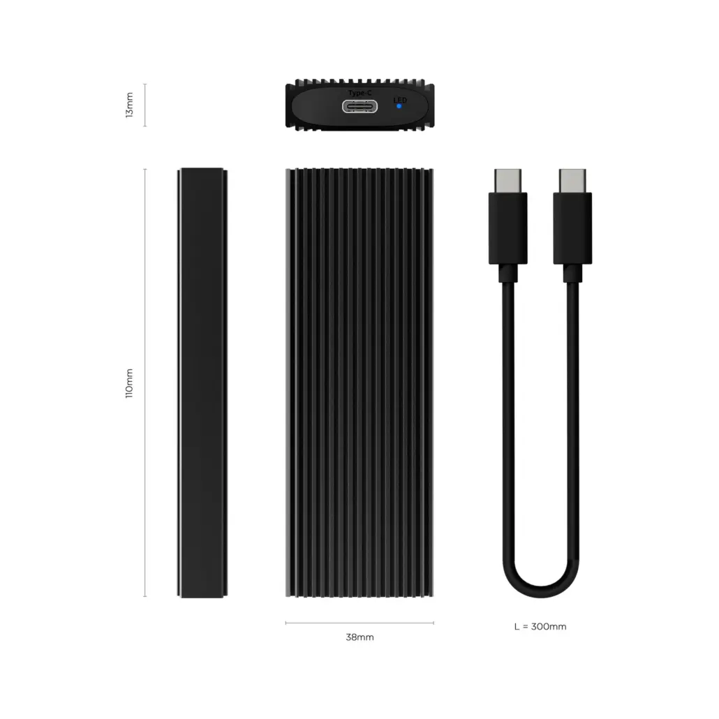 AISENS ULTRA DATA ASM2-022B – BOÎTIER EXTERNE M.2 NVME – RACK USB 3.2 GEN2 – USSB-C 10GNPS – NGFF- BLACK