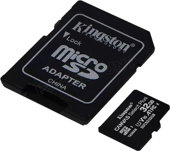 KINGSTON CANVAS SELECT PLUS SDCS3 32GB – MICRO SDXC 32GB – UHS-I CLASSE 10 – AVEC ADAPTATEUR SD – BLACK
