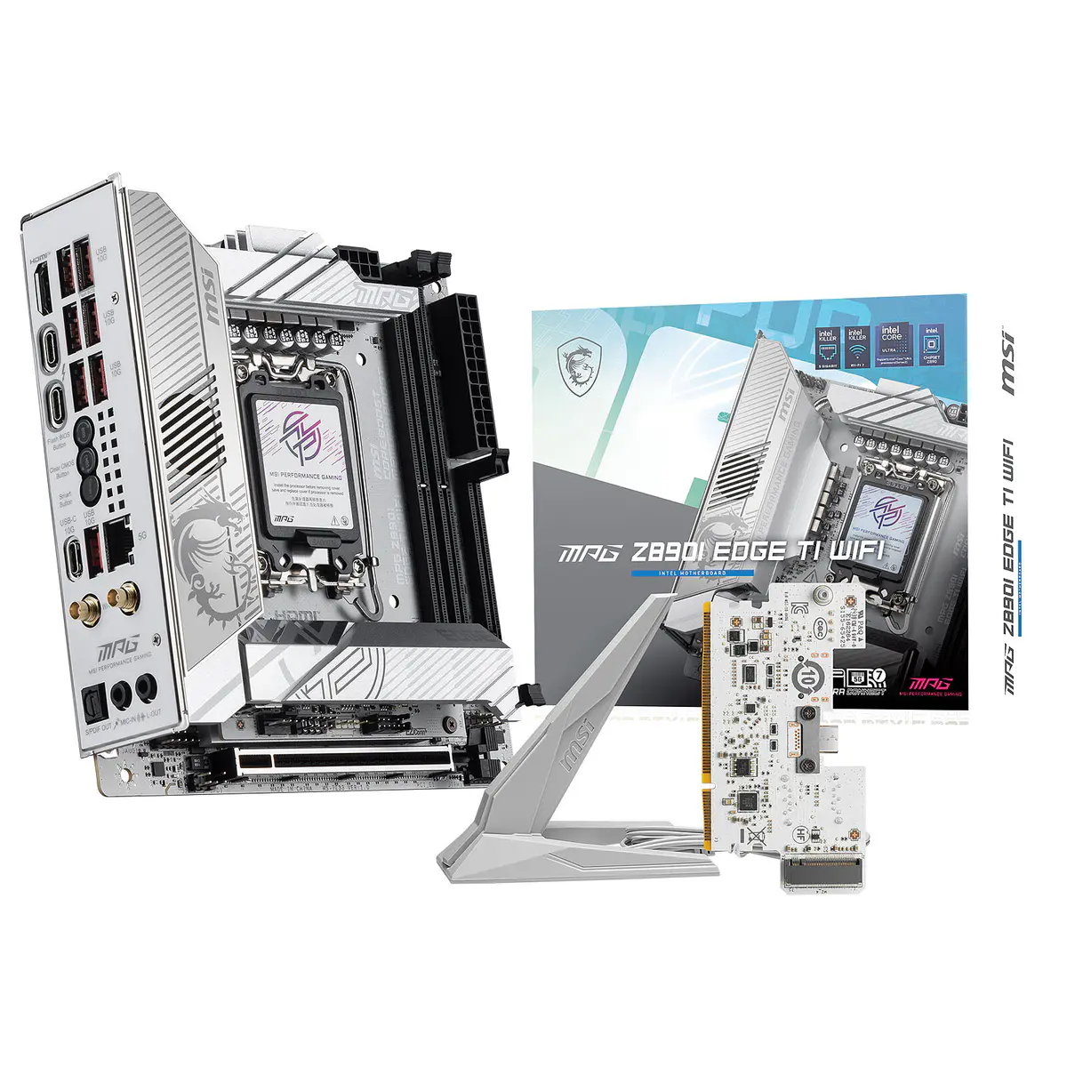MSI MPG Z890I EDGE TI WIFI – CARTE MÈRE MINI-ITX – SOCKET LGA 1851 – 2 x DDR5 – 4 x M.2 – PCIe 5.0 – THUNDERBOLT 4 – WIFI 7 – LAN 5GbE – SILVER