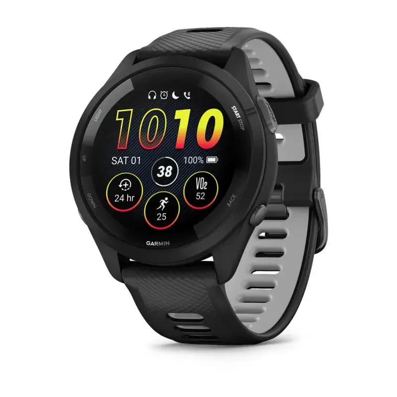 GARMIN FORERUNNER 265 – SMARTWATCH RUNNING & TRIATHLON – 46MM GPS MULTI-BANDE – AMOLED – NOIR / DARK STEALTH