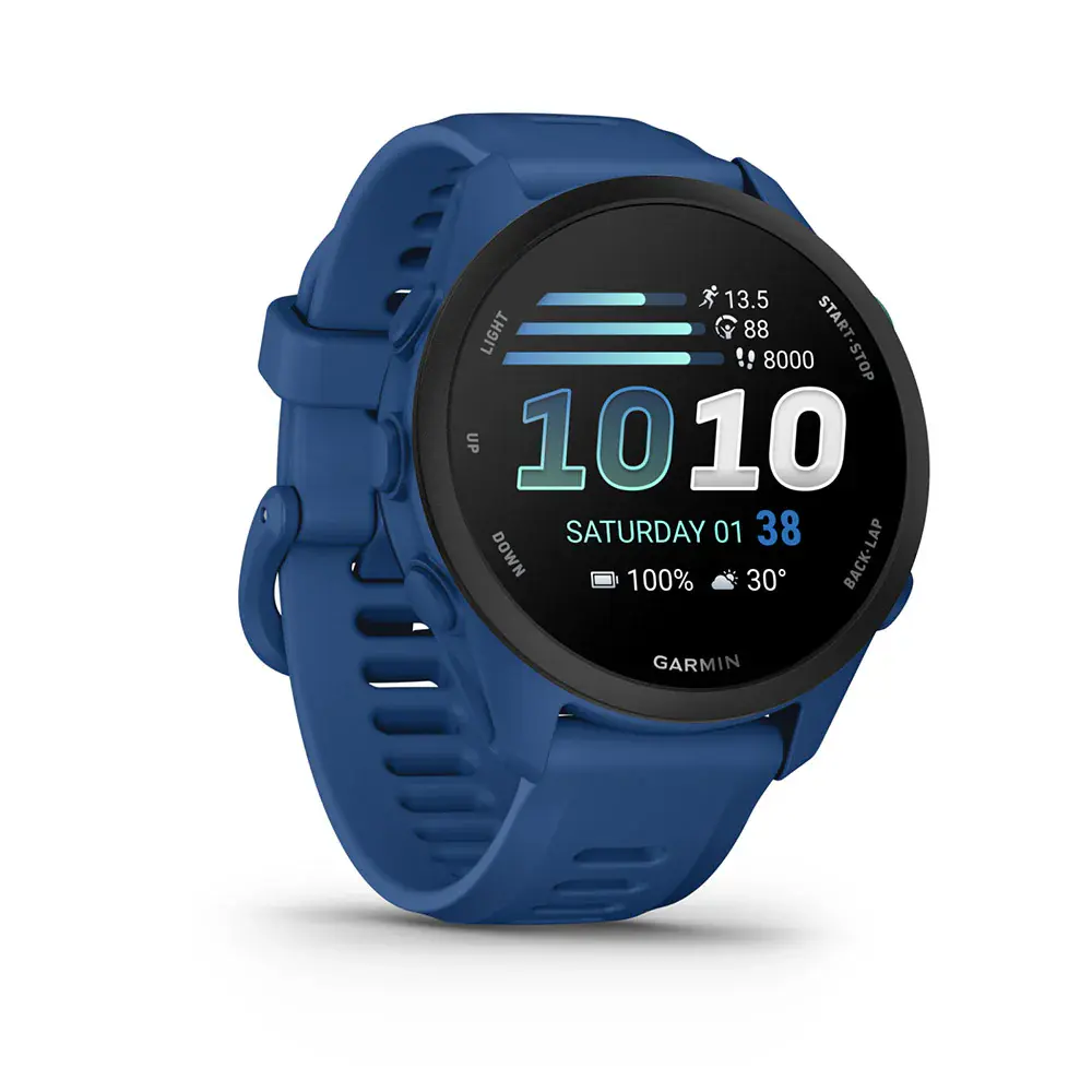 GARMIN FORERUNNER 70 – SMARTWATCH CONNECTÉE – 43MM GPS – 1,2 POUCE AMOLED TACTILE – ETANCHE 5ATM – ANDROID & IOS – BLACK & BLEU