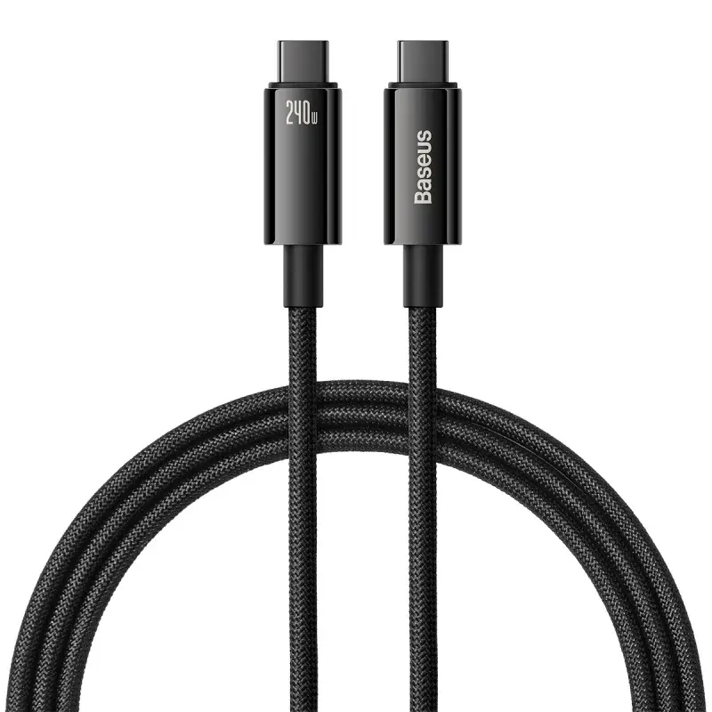 BASEUS TUNGSTEN GOLD – FAST CHARGING DATA CABLE 3M – TYPE-C TO TYPE-C – 240W – ALLIAGE – E-marker