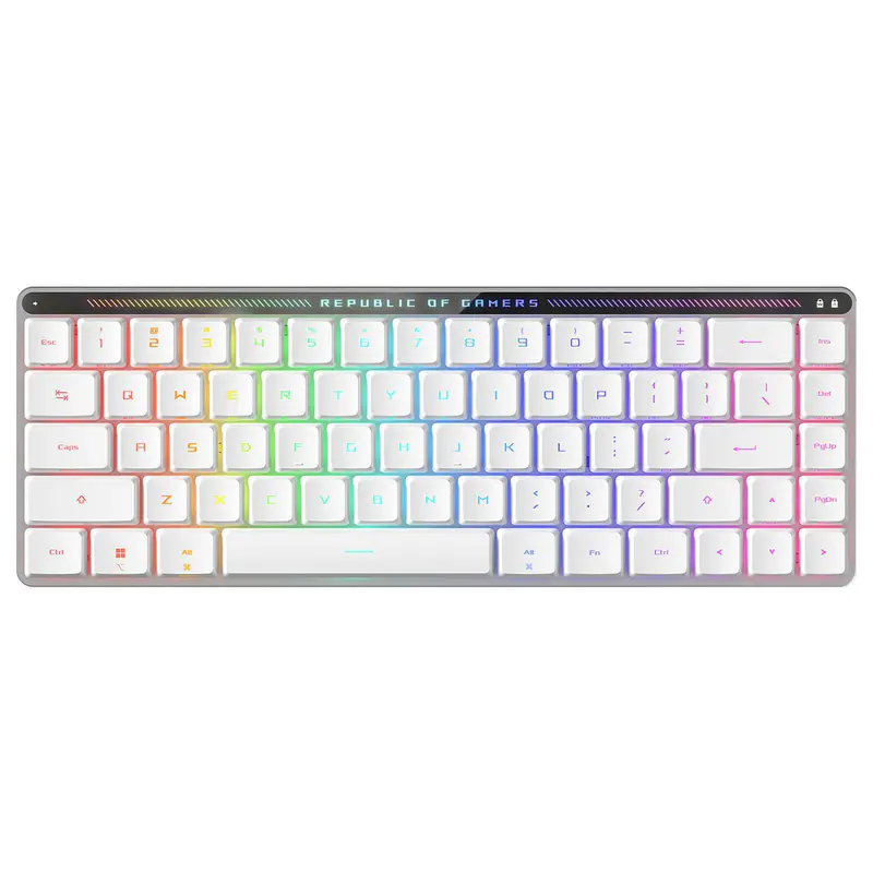 ASUS ROG FALCHION RX LOW PROFILE – CLAVIER GAMING – USB – BLUETOOTH – 2.4 GHZ – RGB AURA – WHITE