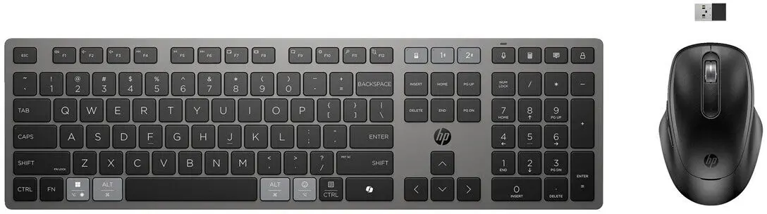 COMBO CLAVIER ET SOURIS SANS FIL RECHARGEABLE HP 725 MULTI-APPAREILS (9T5B0UT)