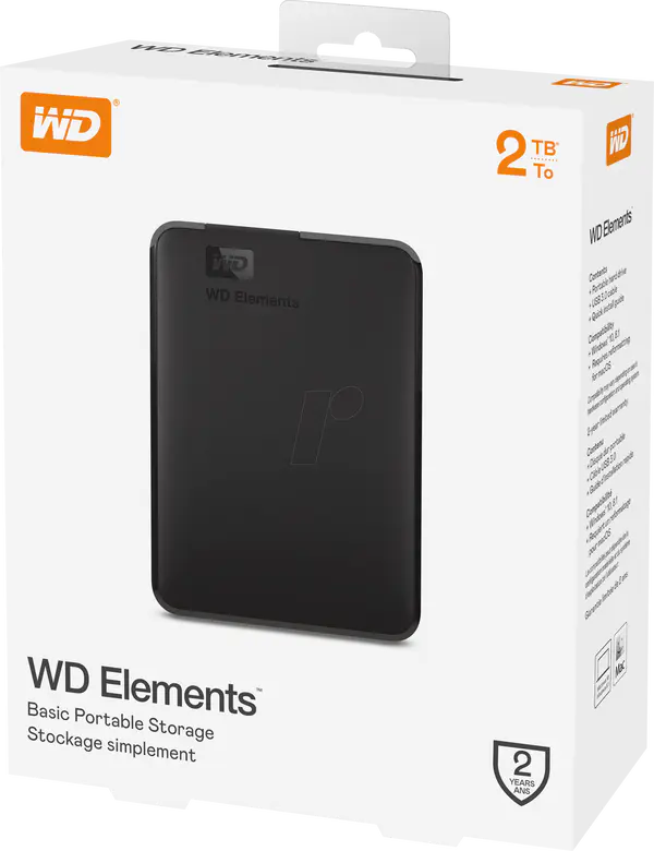 WD ELEMENTS 2TB HDD DISQUE DUR EXTERNE PORTABLE USB 3 0 PLUG AND PLAY -COMPATIBLE PC ET MAC -NOIR