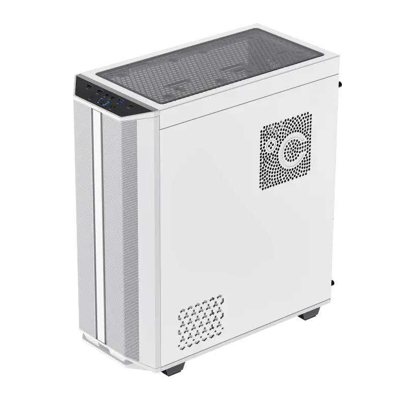BOITIER GAMING GAMEMAX PRECISION 2 ARGB WHITE MID TOWER ACIER 0.8MM PANNEAU SUPERIEUR AMOVIBLE VERRE TREMPE 2X USB 2.0 HD AUDIO