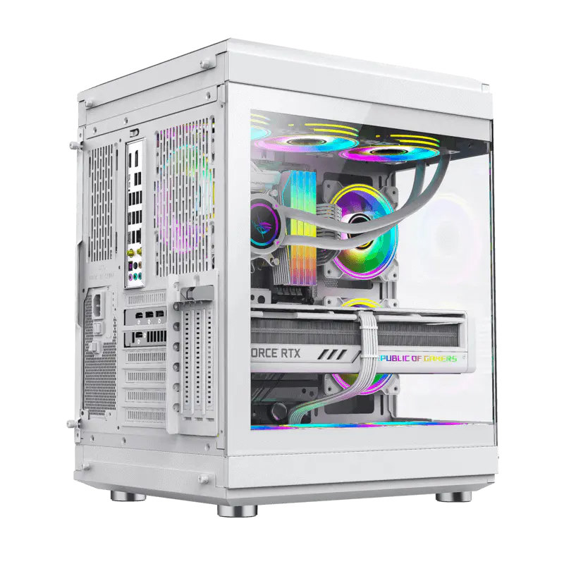 BOITIER GAMING GAMEMAX HYPE WHITE MID TOWER ATX DOUBLE CHAMBRE VERRE TREMPE 3X VENTILATEURS ARGB INFINITY 120MM USB TYPE C