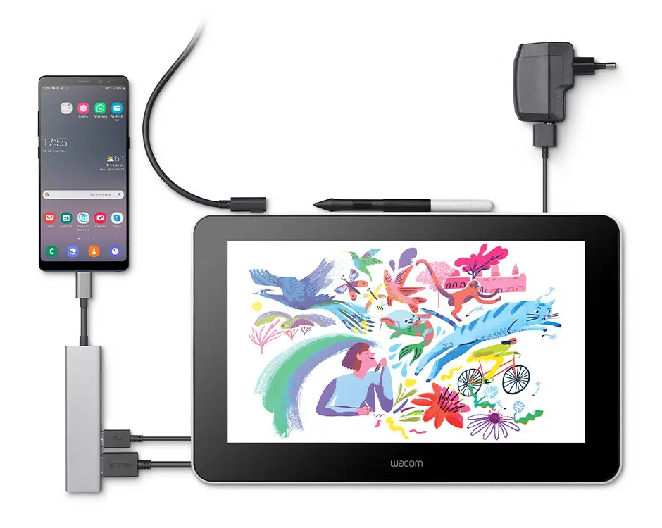 WACOM ONE 13 PEN DISPLAY – TABLETTE GRAPHIQUE DTC133W0B – 13.3″ TACTILE FHD – STYLET – USB-C -BLACK