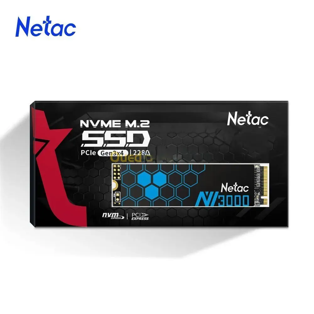 NETAC NV3000 1TB – DISQUE INTERNE – M.2 SSD NVME 2280 – PCIE 3.0 x 4 – 3300 MB/S – 3D NAND – GEN 3 – NOIR