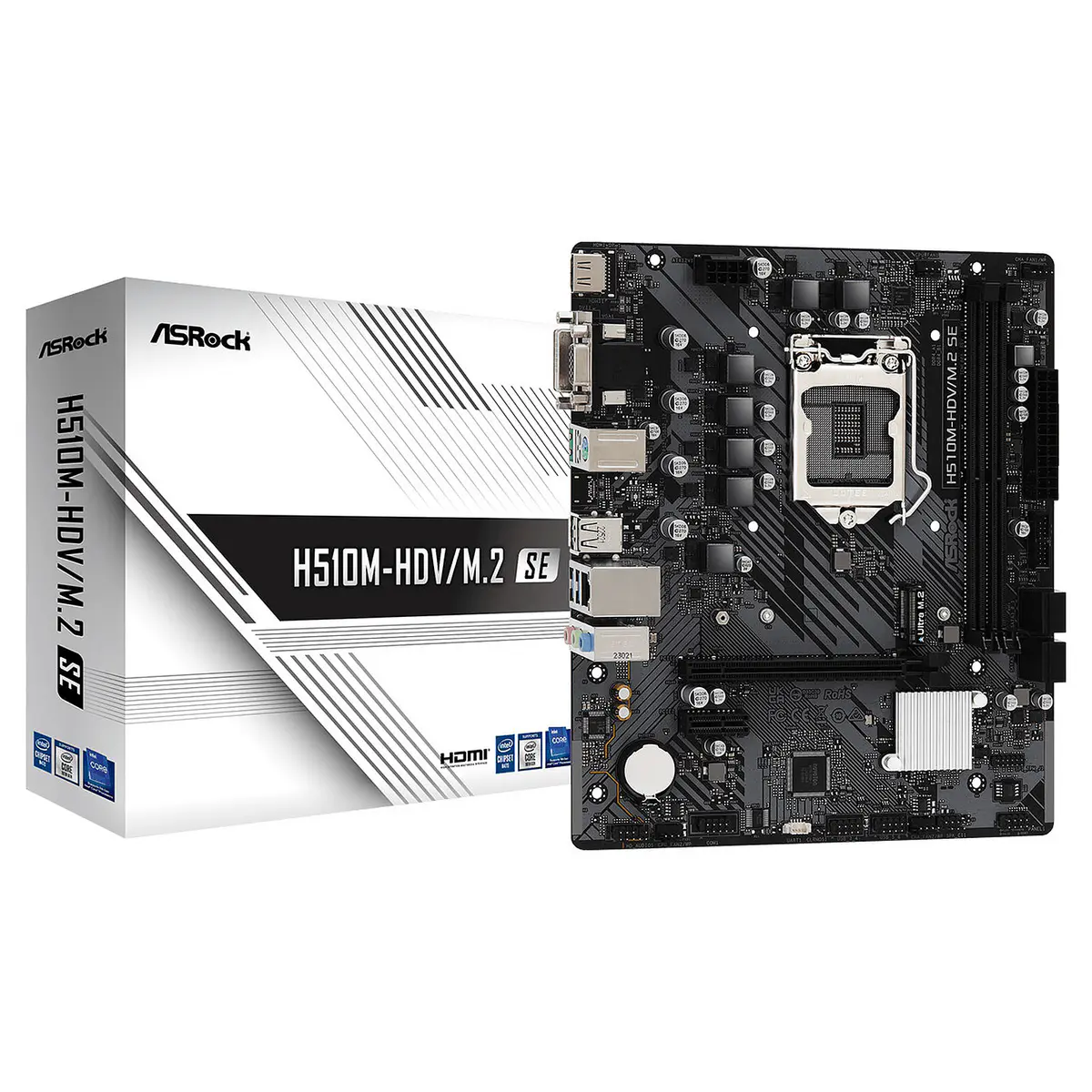 ASROCK H510M-HDV/M.2 SE – CARTE MÈRE MICRO ATX – SOCKET INTEL LGA1200 – DDR4 – M.2 NVME – PCIE 4.0 – BLACK