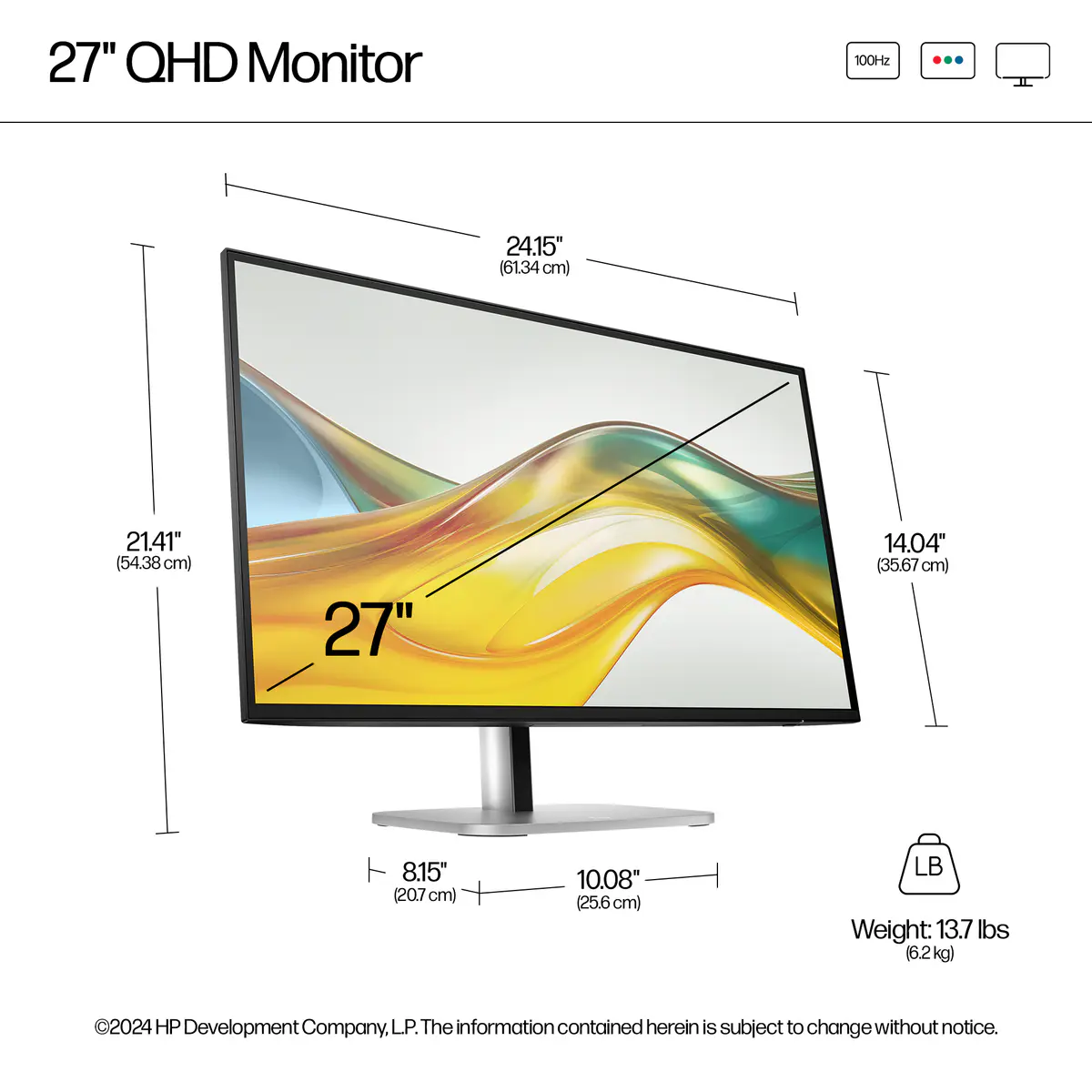 ECRAN HP 527PQ SERIE 5 PRO – 27″ 2K QHD – 100HZ – 5MS – IPS HDMI+DP – TYPE-C – RJ45 – SPEAKERS – BLACK