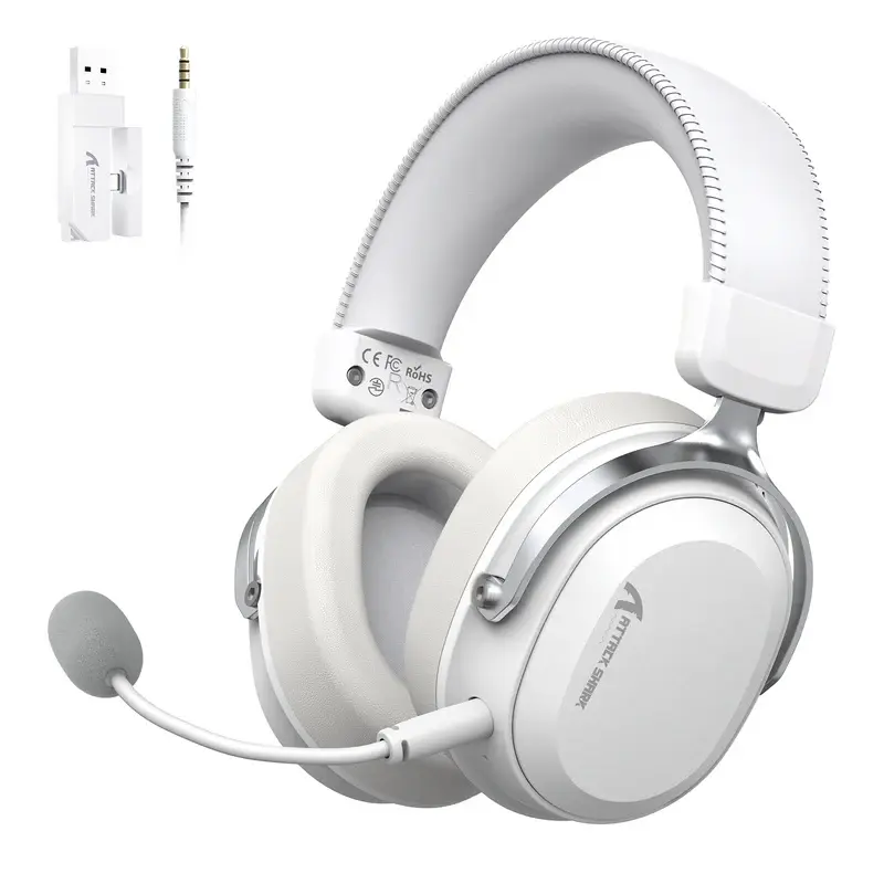 ATTACK SHARK L30 PRO – CASQUE GAMING SANS FIL – TRI-MODE – SON SURROUND 7.1- BLUETOOTH – 2.4 GHz – FILAIRE – LATENCE 20 MS – WHITE
