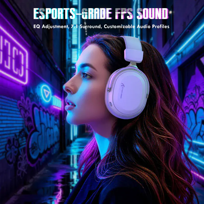 ATTACK SHARK L30 PRO – CASQUE GAMING SANS FIL – TRI-MODE – SON SURROUND 7.1- BLUETOOTH – 2.4 GHz – FILAIRE – LATENCE 20 MS – WHITE