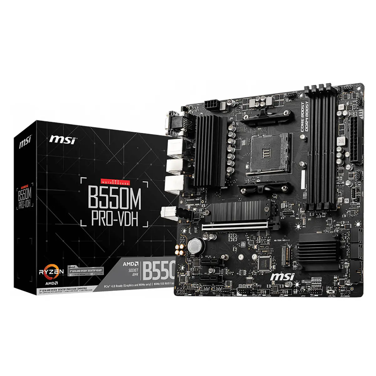 MSI B550M PRO VDH – AMD AM4 – 4XDDR4 – M.2 PCIE 4.0 & 3.0 – OVERCLOCKING – HDMI – DISPLAY – NOIR