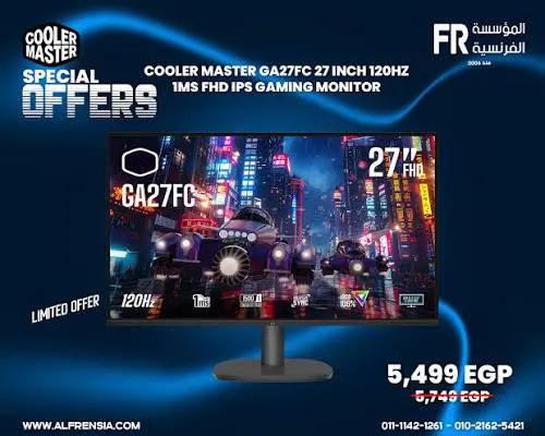 ECRAN COOLER MASTER GA27FC – GAMING 27″ FULL HD – 120HZ – 1MS MPRT – AMD FREESYNC – HDR10 – BLACK