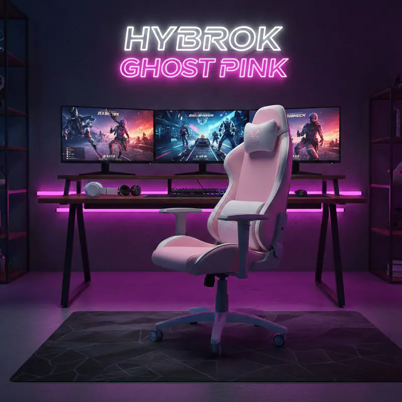 HYBROK GHOST PINK – CHAISE GAMING ERGONOMIQUE – DOSSIER INCLINABLE – ACCOUDOIRS 4D – PIVOTANTE 360 – ORIGINAL