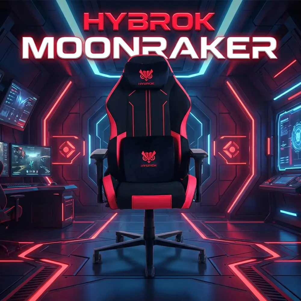 HYBROK MOONRAKER – CHAISE GAMING ERGONOMIQUE – DOSSIER INCLINABLE – ACCOUDOIRS RÉGLABLES – ORIGINAL