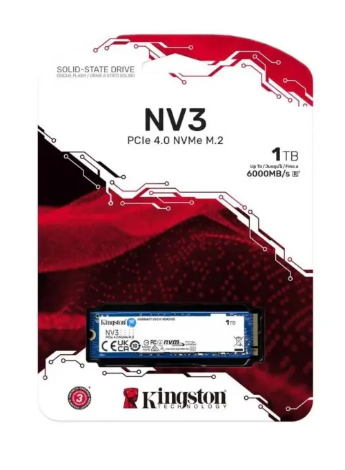 KINGSTON NV3 PCIE 4.0 NVME SSD M.2 – 1TB – PCIE 4.0 – GEN 4 – JUSQU’À 6000 MB/S – PC & LAPTOP – BLACK