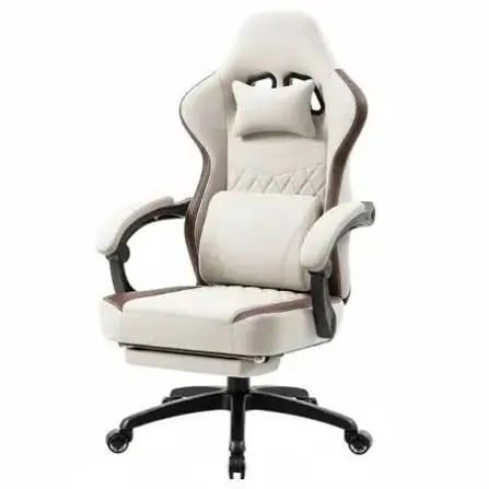 HYBROK PREDAX – CHAISE GAMING CUIR PU – ACCOUDOIRS 4D – INCLINABLE 90 À 155 – BASE ALUMINIUM – COUSSINS CERVICAL & LOMBAIRE – BEIGE