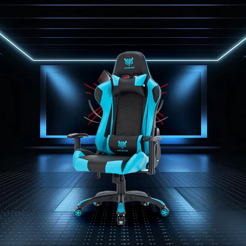 HYBROK DEMON BLACK & BLEU – CHAISE GAMING ERGONOMIQUE – PIVOTANTE 360 – ACCOUDOIR REGLABLE – ORIGINAL – BLACK & BLEU