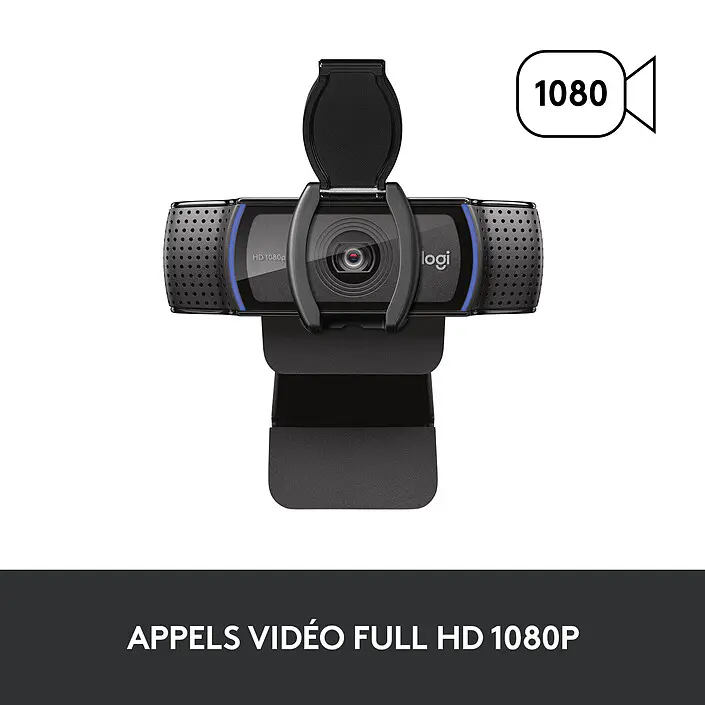 LOGITECH C920s – WEBCAM FHD – 15 MPXL – MICRO STÉRÉO – AUTOFOCUS – PLUG & PLAY – ORIGINAL – BLACK