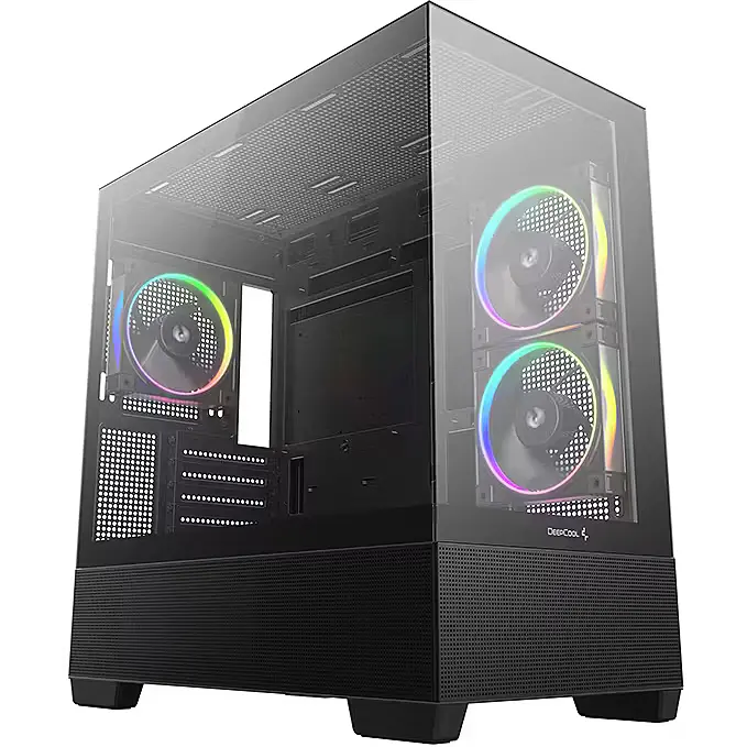 DEEPCOOL CG380 3F – BOÎTIER GAMING MICRO-ATX – PANORAMIQUE – VITRE TREMPÉE – 3 FANS RGB – USB 3.0 + USB-C – GPU 410MM – WC 360MM – BLACK