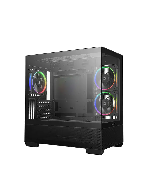 DEEPCOOL CG380 3F – BOÎTIER GAMING MICRO-ATX – PANORAMIQUE – VITRE TREMPÉE – 3 FANS RGB – USB 3.0 + USB-C – GPU 410MM – WC 360MM – BLACK