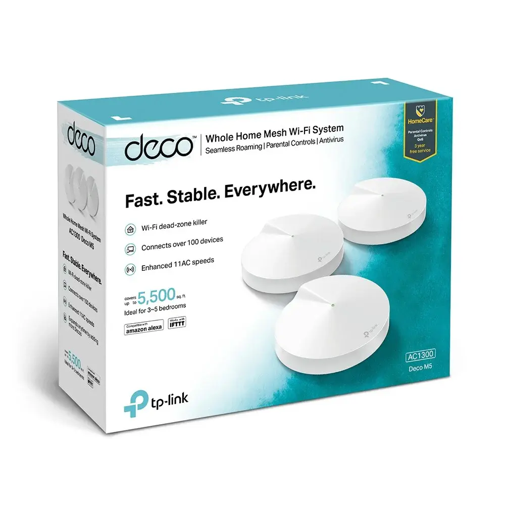 TP-LINK DECO M5 AC1300 3 PACK – WIFI 5 – ROUTEURS SANS FIL – DUAL-BAND – MESH – 5 GHZ – 400M – WHITE