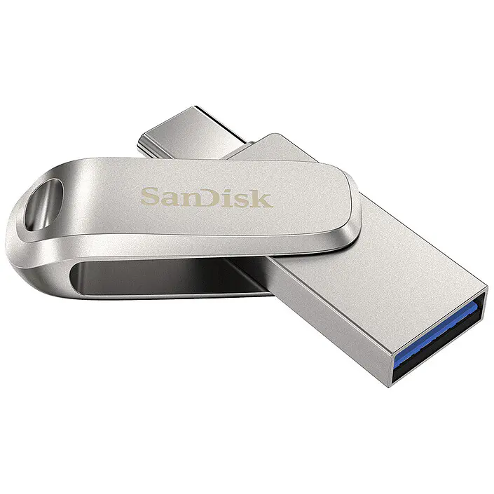 SANDISK ULTRA DUAL DRIVE LUXE USB-C 512GB – FLASH DISQUE USB 3.0 – DUAL USB-C / USB-A – JUSQU’À 400 MO/S – MÉTALLIQUE – PIVOTANTE – ORIGINAL