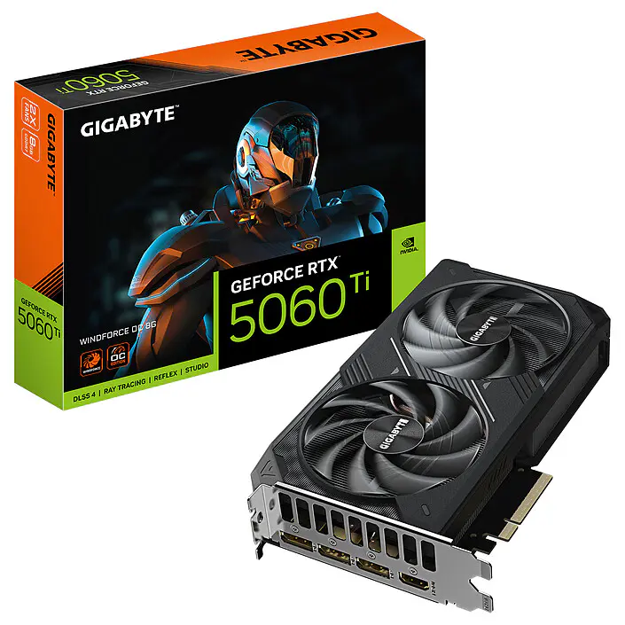 GIGABYTE GEFORCE RTX 5060 TI WINDFORCE OC – 8GB GDDR6 4K- RAY TRACING – DLSS 4 – REFLEX – 2X HDMI 2.1B – 2X DISPLAYPORT 2.1B – BALCK