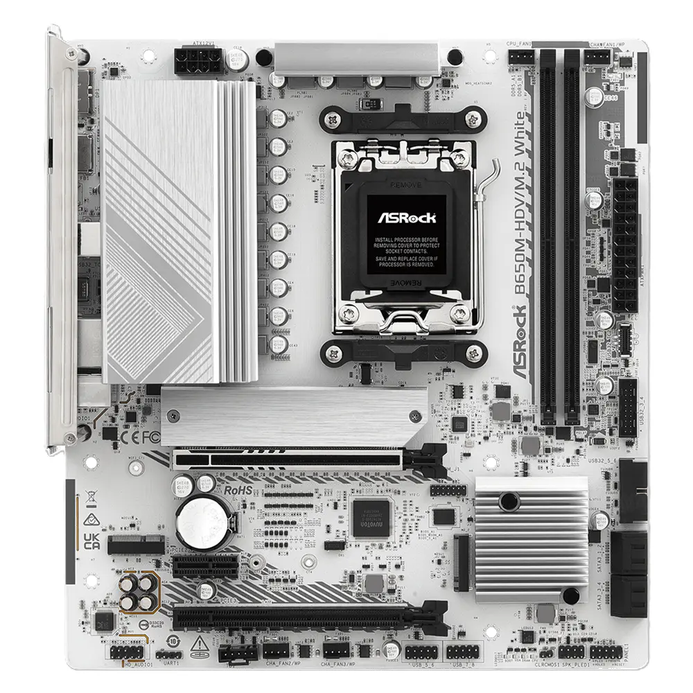 ASROCK B650M-HDV/M.2 WHITE – CARTE MÈRE MICRO-ATX – AMD B650 – SOCKET AM5 – DDR5 – PCIe 5.0 – M.2 – LAN 2.5 GbE – BLANC