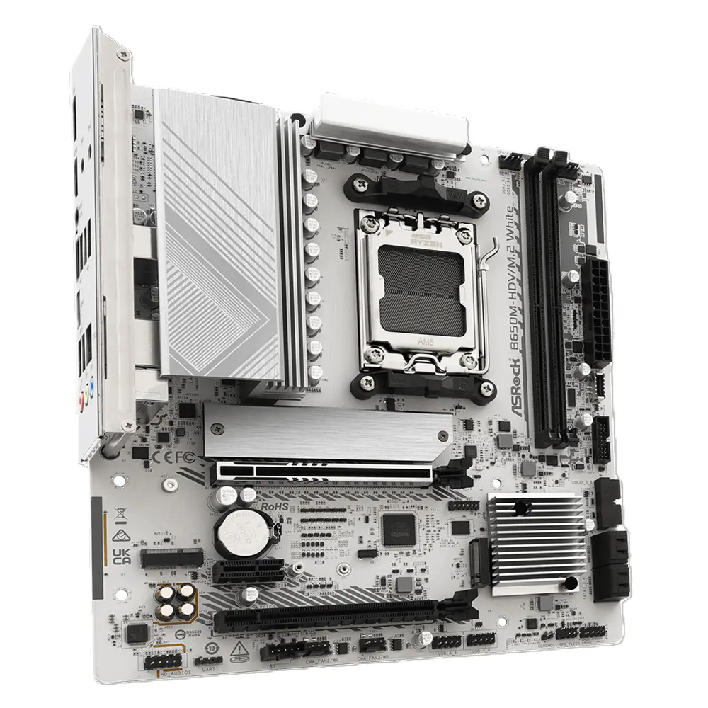 ASROCK B650M-HDV/M.2 WHITE – CARTE MÈRE MICRO-ATX – AMD B650 – SOCKET AM5 – DDR5 – PCIe 5.0 – M.2 – LAN 2.5 GbE – BLANC