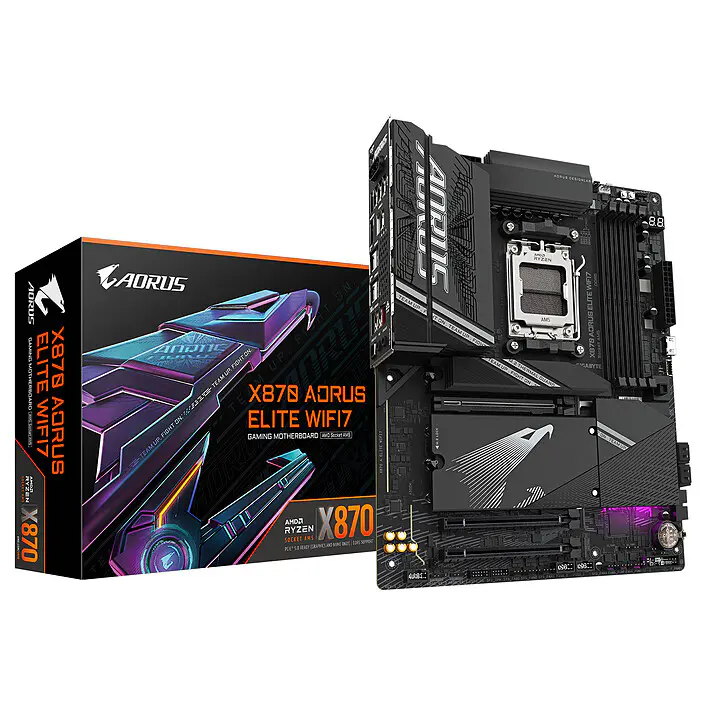 GIGABYTE X870 AORUS ELITE WIFI7 – CARTE MÈRE ATX – SOCKET AMD AM5 – 4x DDR5 – M.2 PCIe 5.0 – BLACK
